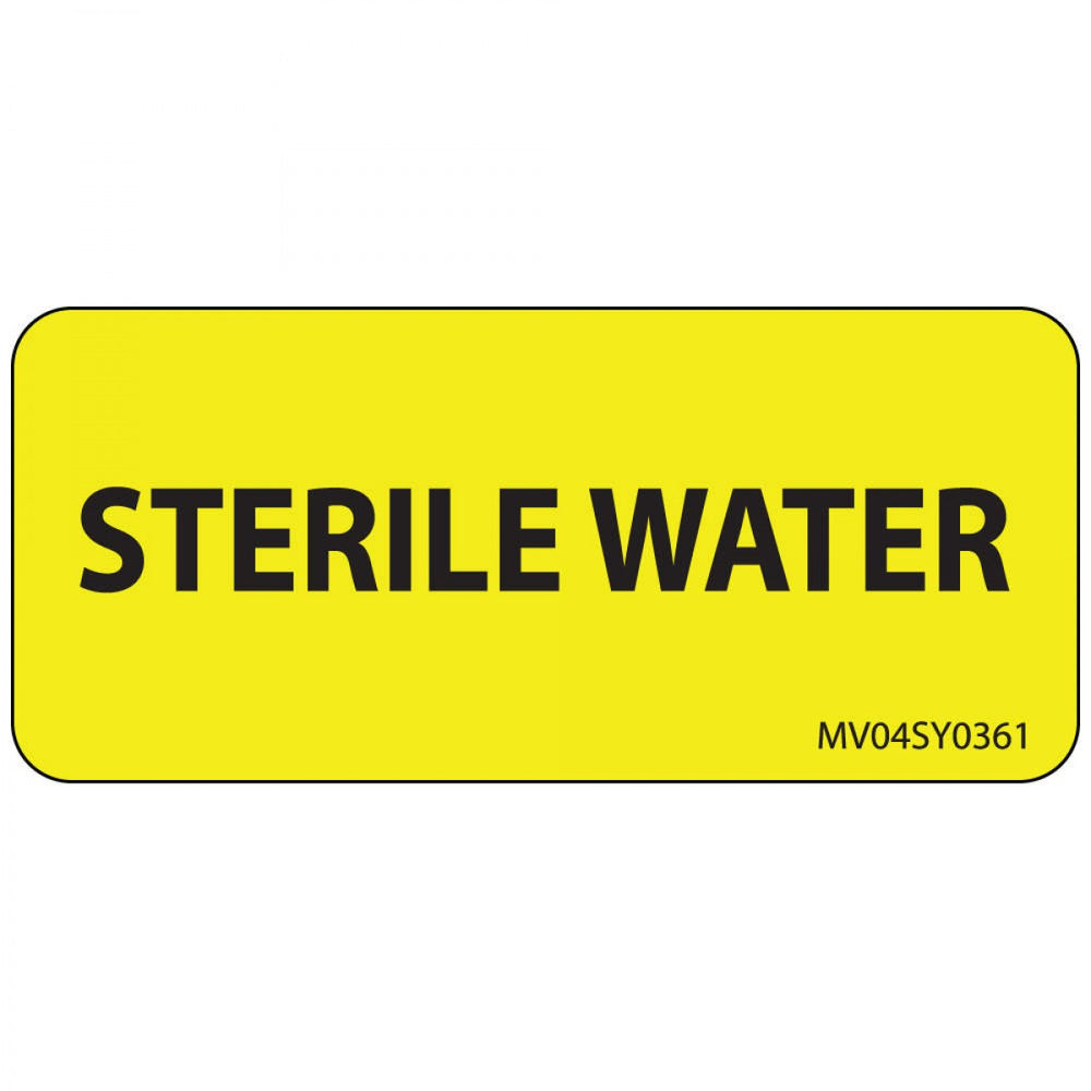 Label Paper Permanent Sterile Water 1" Core 2 1/4" X 1 Yellow 420 Per Roll