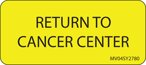 Label Paper Permanent Return To Cancer 1" Core 2 1/4" X 1 Yellow 420 Per Roll
