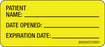 Label Paper Permanent Patient Name: Date 1" Core 2 1/4" X 1 Yellow 420 Per Roll