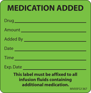 Label Paper Removable Medication Added 1" Core 2 7/16" X 2 1/2" Fl. Green 400 Per Roll