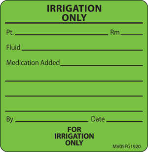 Irrigation Box Label Label Paper Removable Irrigation Only Pt. 1