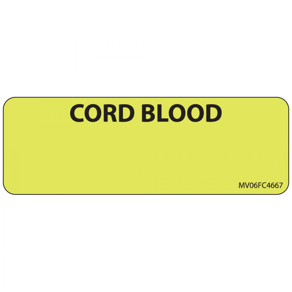 Label Paper Removable Cord Blood 1" Core 2 15/16" X 1 Fl. Chartreuse 333 Per Roll