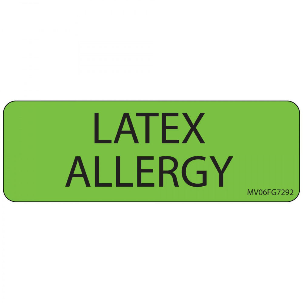 Label Paper Removable Latex Allergy 1" Core 2 15/16" X 1 Fl. Green 333 Per Roll