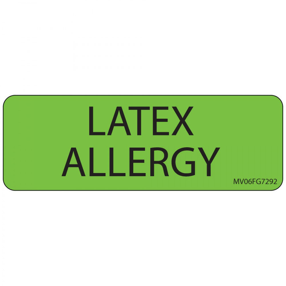 Label Paper Removable Latex Allergy 1" Core 2 15/16" X 1 Fl. Green 333 Per Roll
