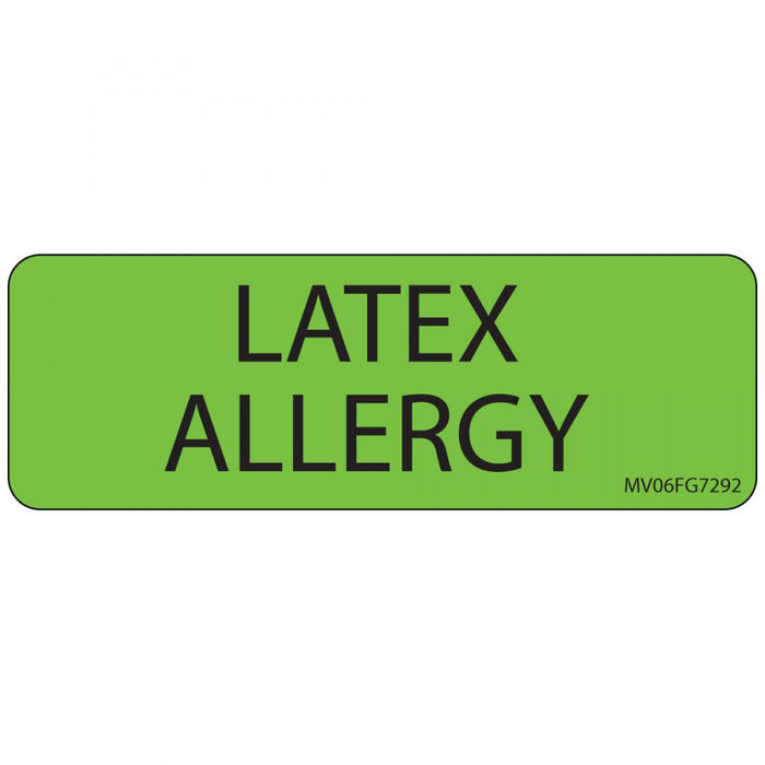 Label Paper Removable Latex Allergy 1" Core 2 15/16" X 1 Fl. Green 333 Per Roll