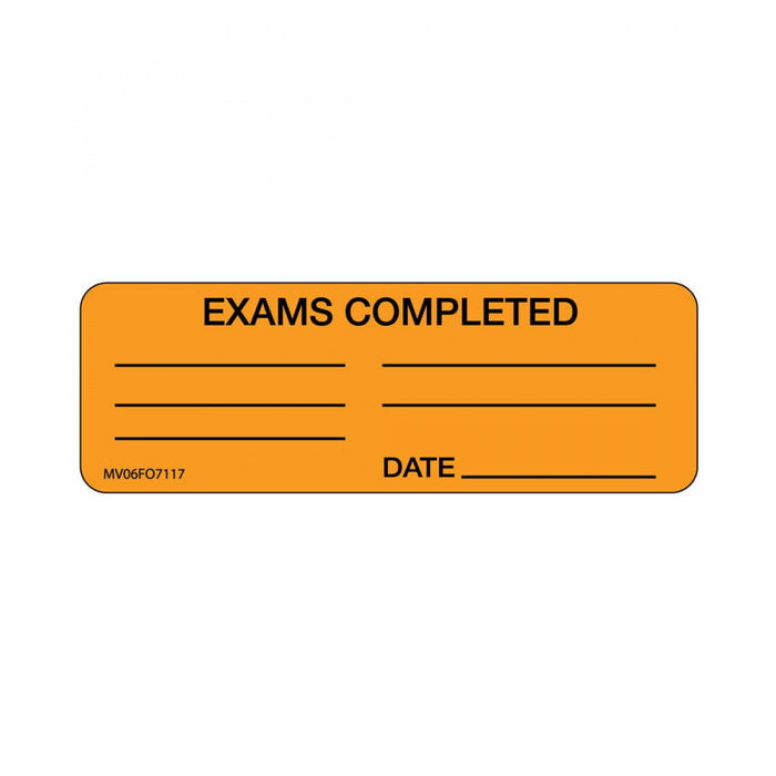 Label Paper Removable Exams Completed 1" Core 2 15/16" X 1 Fl. Orange 333 Per Roll