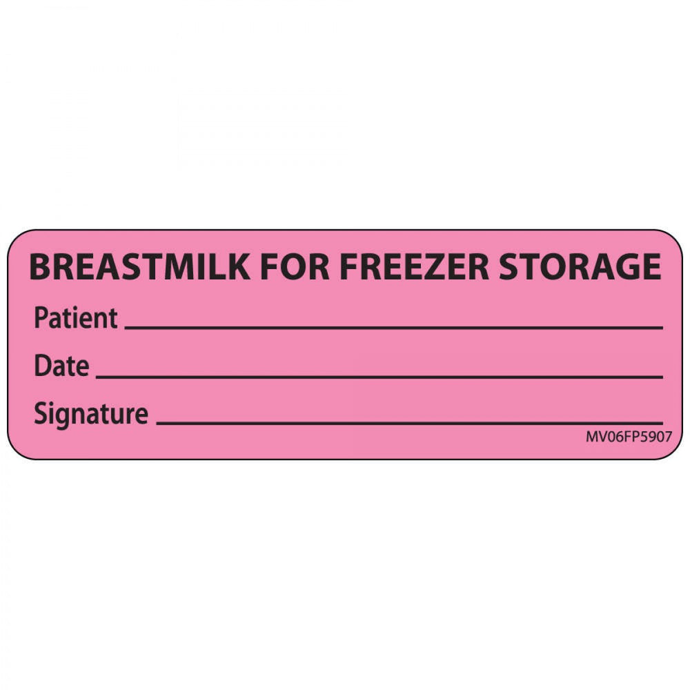 Label Paper Removable Breastmilk For 1" Core 2 15/16" X 1 Fl. Pink 333 Per Roll