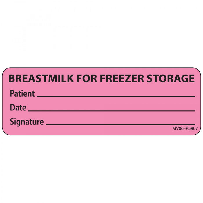 Label Paper Removable Breastmilk For 1" Core 2 15/16" X 1 Fl. Pink 333 Per Roll