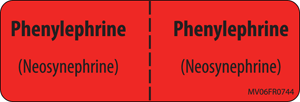 Label Paper Permanent Phenylephrine 1" Core 2 15/16" X 1 Fl. Red 333 Per Roll