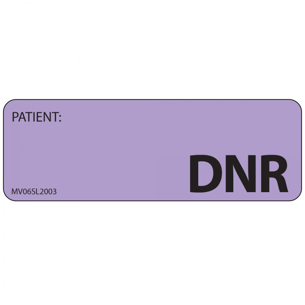 Label Paper Removable Patient: Dnr 1" Core 2 15/16" X 1 Lavender 333 Per Roll
