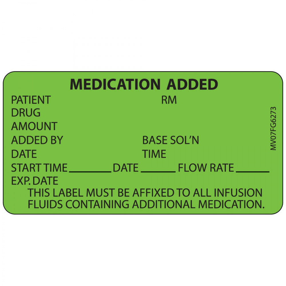 Label Paper Removable Medication Added 1" Core 2 15/16" X 1 1/2" Fl. Green 333 Per Roll