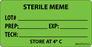 Label Paper Removable Sterile Meme 1" Core 2 15/16" X 1 1/2" Fl. Green 333 Per Roll