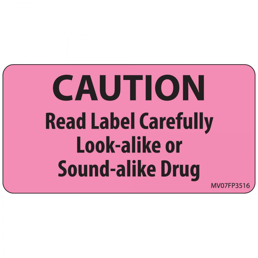 Label Paper Removable Caution Read Label 1" Core 2 15/16" X 1 1/2" Fl. Pink 333 Per Roll