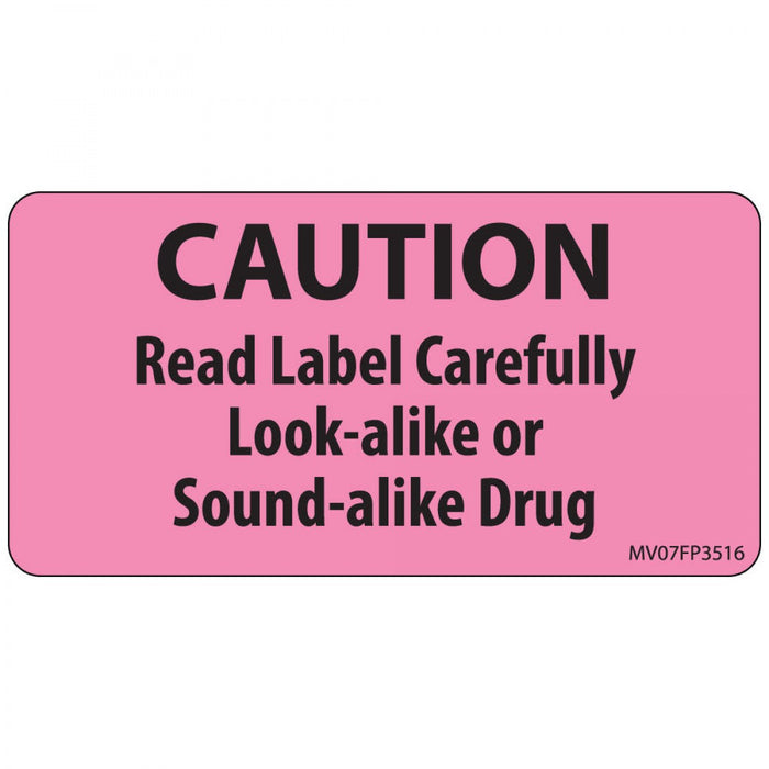 Label Paper Removable Caution Read Label 1" Core 2 15/16" X 1 1/2" Fl. Pink 333 Per Roll
