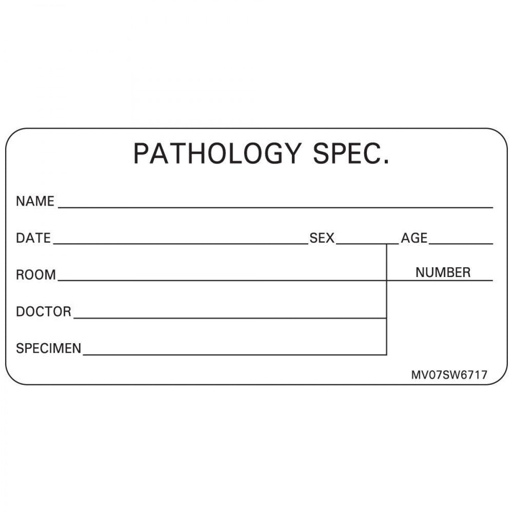 Label Paper Removable Pathology Spec. Name 1" Core 2 15/16" X 1 1/2" White 333 Per Roll