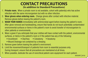 Label Paper Removable Contact Precautions 1" Core 4" X 2 5/8" Fl. Chartreuse 375 Per Roll