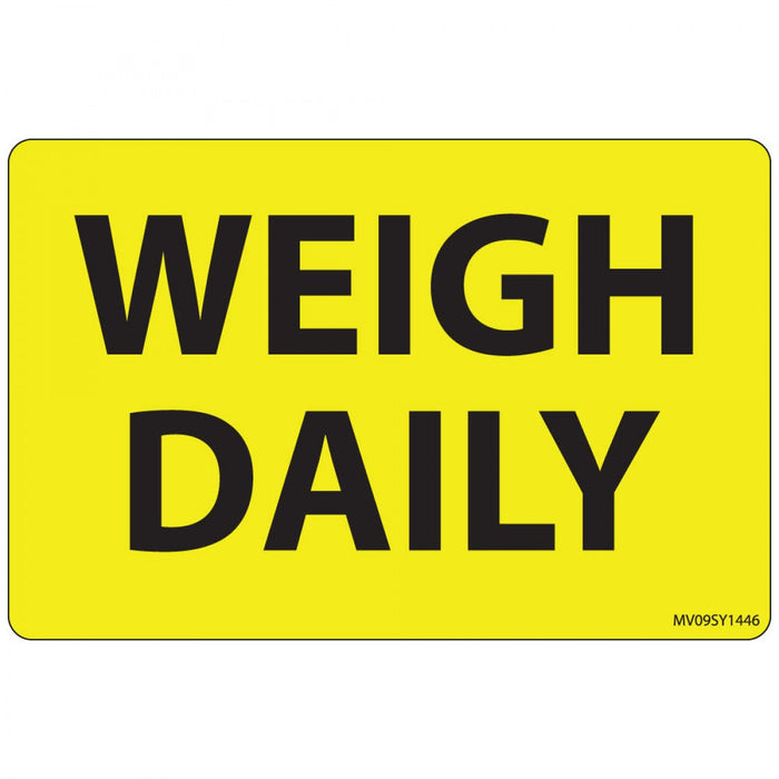 Label Paper Permanent Weigh Daily 1" Core 4" X 2 5/8" Yellow 375 Per Roll