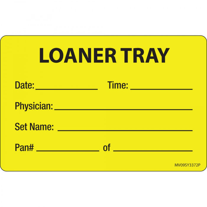 Label Paper Permanent Loaner Tray Date: 1" Core 4" X 2 5/8" Yellow 375 Per Roll