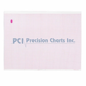 Precision Charts Medical ECG Cardiology Recording Chart Paper - Laser Recording Chart Paper with Red Grid, 8.5" x 11", Sheets - 9402-053