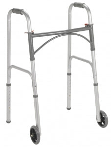 Drive / DeVilbiss Two-Button Deluxe Folding Walkers - Deluxe Folding 2-Button Aluminum Walker with 5" Wheels - 10210-4