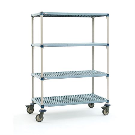MetroMax Q Antibac Storage Cart with Grid Shelves 68"H 21"W x 48"D