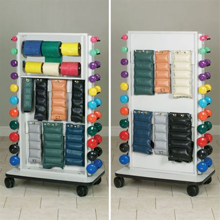 Mobile Rehabilitation Rack Mobile Rehabilitation Rack (for Cuff Ankle/Wrist Weights, Dumbbells, and Resistance Bands) - 31"W x 24"D x 53"H