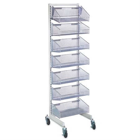 Mobile Wall System With 4- 11.875"D and 3- 17.875"D Baskets