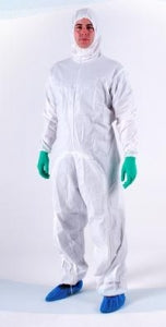 Ansell Healthcare BioClean-D Drop-Down Coveralls - Sterile BioClean-D Drop-Down Cleanroom Coveralls with Hood, White, Size S - S-BDSH-S