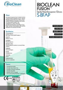 Nitritex Canada BioClean Fusion (Sterile) PF Gloves - BioClean Fusion Powder-Free Polychloroprene Cleanroom Gloves, Green, Size 7.0-7.5 - S-BFAP-7075
