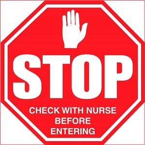 Centurion Centurion Precaution Nursing Labels - Red Stop Check with Nurse Before Entering Label - NL1527
