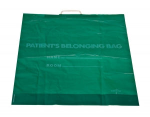 Medline Plastic Patient Belonging Bag with Rigid Handle - Rigid Handle Plastic Bag, Patient Belonging, 18" x 20", Dark Green - NON026320GR