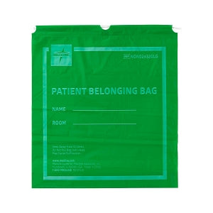 Medline Plastic Patient Belonging Bag with Drawstring - Patient Belongings Bag with Drawstring, 18" x 20", Lime Green - NON026320LG