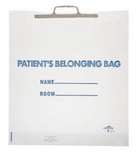 Medline Plastic Patient Belonging Bag with Rigid Handle - Rigid Handle Plastic Bag, Patient Belonging, 18" x 20" x 4", Clear - NON026340