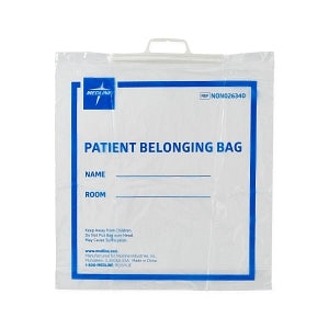 Medline Plastic Patient Belonging Bag with Rigid Handle - Rigid Handle Plastic Bag, Patient Belonging, 18" x 20" x 4", Clear - NON026340