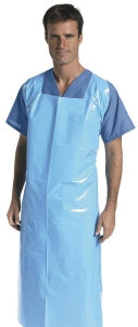 Medline Heavyweight Cysto-Style Plastic Aprons - Heavyweight Plastic Pullover Apron, Blue, 41" x 62" - NON24280