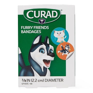 Medline CURAD Furry Friends Adhesive Bandages - CURAD Furry Friends Plastic Adhesive Bandage, 7/8" dia. Spot - NON25503