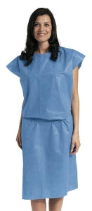 Medline Disposable Multilayer Patient Gowns - Sleeveless Tape Tab Neck and Waist Tie Multilayer Patient Gown, Blue, Size Regular / Large - NON27046