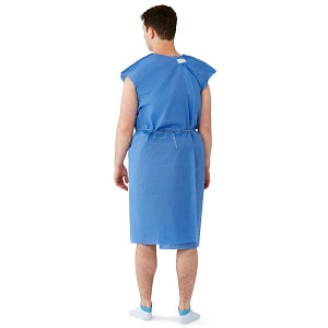 Medline Disposable Multilayer Patient Gowns - Sleeveless Tape Tab Neck and Waist Tie Multilayer Patient Gown, Blue, Size Regular / Large - NON27046