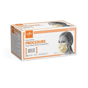 Medline Isolation Face Masks with Ear Loops - Isolation Face Mask with Ear Loops, Yellow - NON27122