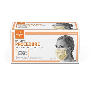 Medline Isolation Face Masks with Ear Loops - Isolation Face Mask with Ear Loops, Yellow - NON27122