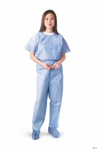 Medline Disposable Scrub Pants - Disposable Unisex Scrub Pants with Elastic Waist, Size 2XL, Blue - NON27213XXL