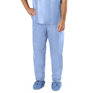 Medline Disposable Scrub Pants - Disposable Unisex Scrub Pants with Elastic Waist, Size 2XL, Blue - NON27213XXL