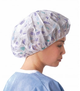 Medline Pro Series Bouffant Caps - Pro Series Bouffant Caps, Brush Stroke Print, 21" - NON28228