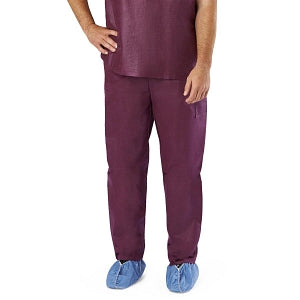 Medline Disposable Scrub Pants - Disposable Unisex Scrub Pants with Elastic Waist, Size S, Wine - NON37213S