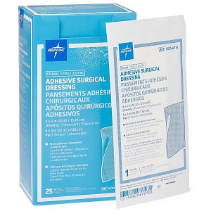 Medline Sterile Surgical Adhesive Dressings - Sterile Adhesive Surgical Dressing, 8" x 6" with 8" x 3" Pad - NON4313