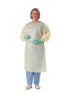 Medline TAA Compliant Isolation Gowns - Medium-Weight Isolation Gown with Side Ties, Yellow, Size Regular - NON50240