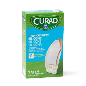Medline CURAD Silicone Adhesive Bandages - CURAD Silicone Fabric Adhesive Bandages, 1.6" x 4" - NON76100