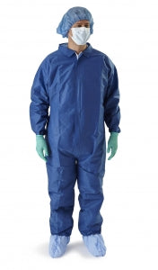 Medline Multilayer Breathable Coveralls - Multilayer Coveralls with Elastic Wrists and Ankles, Blue, Size 4XL - NONCV2904XL