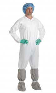 Medline Static-Dissipative Microporous Breathable Coveralls - Breathable Coveralls with Elastic Wrists and Ankles, White, Size S - NONCV940S