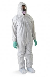Medline Anti-Static Microporous Breathable Coveralls with Hood and Boots - Antistatic Microporous Breathable Coveralls with Hood and Boots, White, Size XL - NONCV980XL